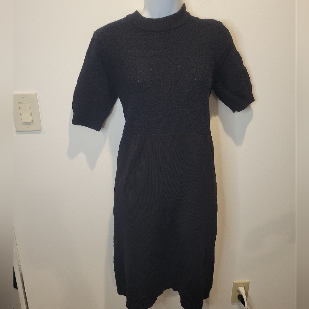 Cos size L mixed Media fabric black short sleeves dress - Picture 2 of 8